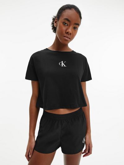 Calvin Klein Fürdőruha HU147041 | Calvin Klein CK One Cropped Női Strand Póló Fekete